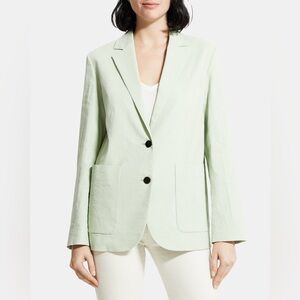 Theory Patch-Pocket Blazer in Stretch Linen in‎ Mint Size 8